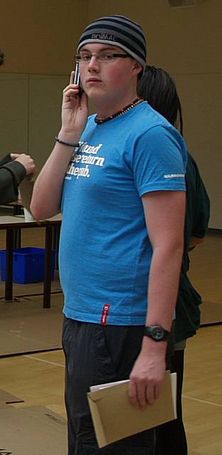A Wardle student phones his parents to give them the good news.