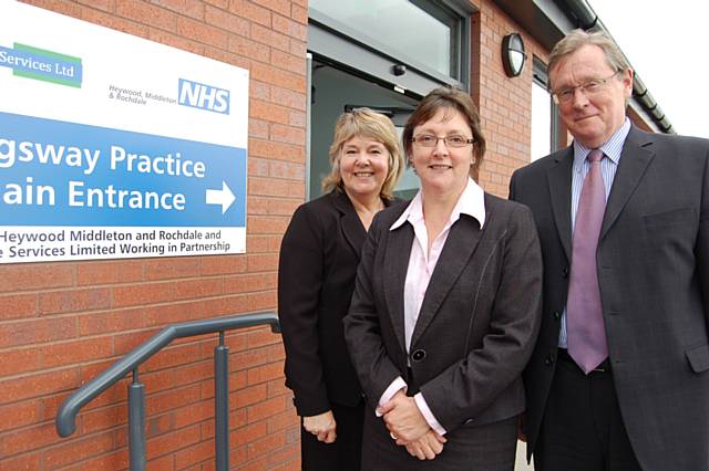 The Kingsway Practice at Morrisons: (Left to right) Director Lesley Mort from NHS Heywood Middleton and Rochdale, Practice Manager Louise Clemens and Chairman John Pierce.