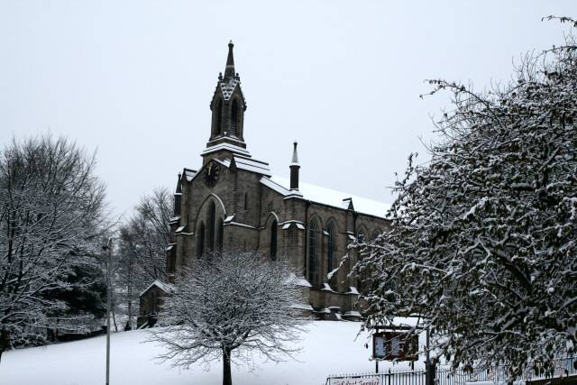 Snow scene at St Clement's Church