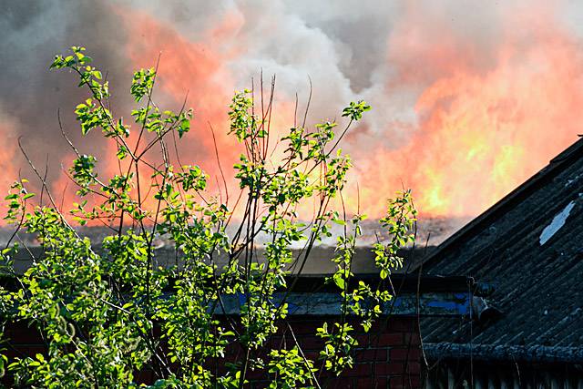 The fire at a warehouse building on Maltings Lane, Castleton