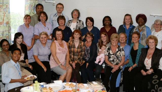 Past and present members of staff at a gathering to mark the end of the Children's Ward