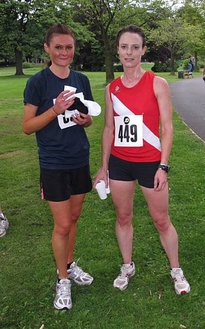 Ladies winner Carly Needham with 3rd placed Hayley Kuyter (Salford Harriers)