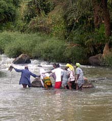The Nithi River, in emergencies villagers would try to ford the river and many died as a result