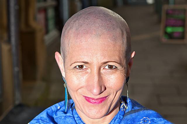 Isabelle Walker-Lefebvre with her shaved head