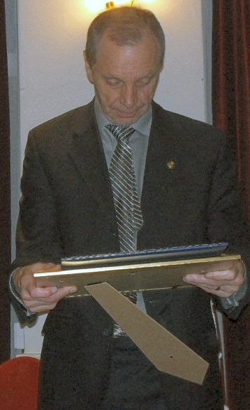 Peter Hayward with his Paul Harris Award 