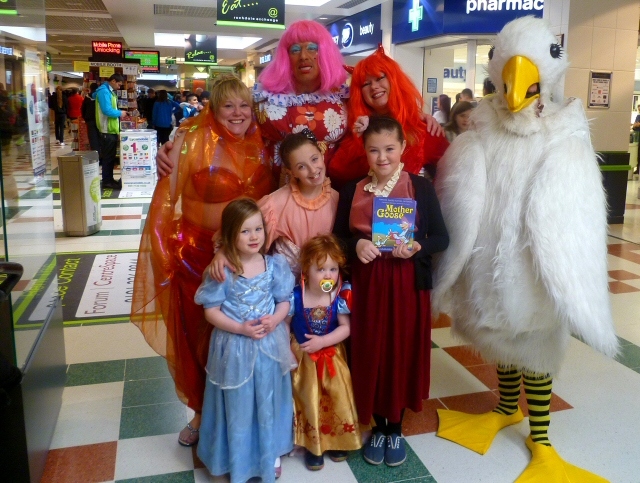 The cast of Mother Goose in the Exchange Shopping Centre