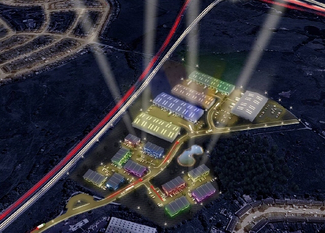 An aerial artist’s impression of Crown Business Park