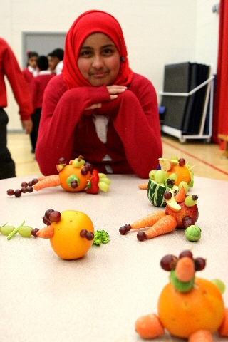 Some of the children created work in the style of Carl Warner using food