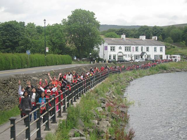 Last years sponsored walk with Hamer Community Primary School children and staff and Springside School  