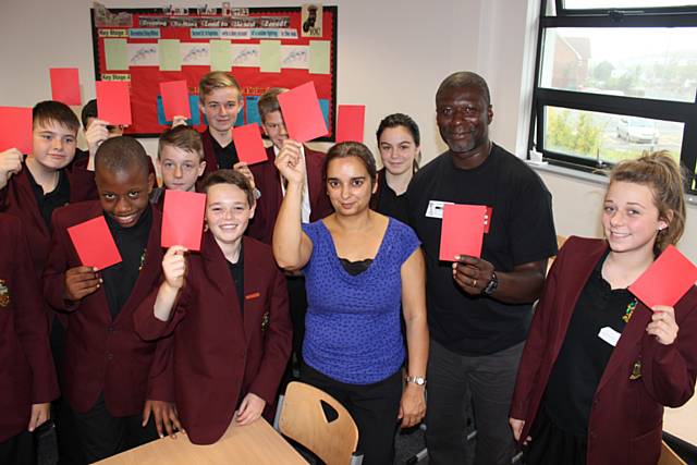 Siddal Moor Sports College held a “Show Racism the Red Card Day” workshops throughout the day challenged stereotypes and questioned the validity of students views