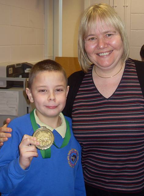 David Langley with his class teacher Claire Payne