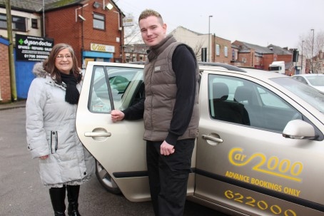 Stephen Campbell, who runs Heywood-based taxi firm Car 2000, meets Nicola Rodgers from Rochdale Borough Council