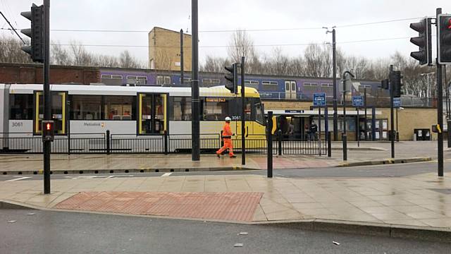An unscheduled, bright-yellow works tram pulled into the Maclure Road tram stop just before 1pm today (14 February)  carrying a party of disabled people with the intention of testing out the stops along the line to make sure that they were ‘disability-friendly’