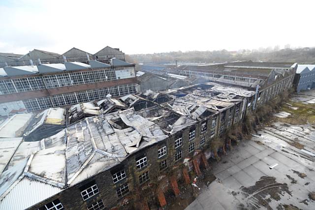 The fire-damaged former TBA asbestos factory