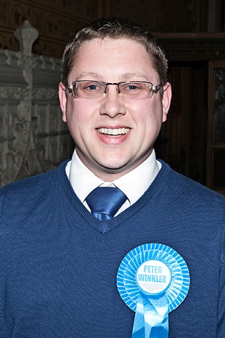 Peter Winkler immediately following official confirmation that he is the new Conservative councillor for Norden