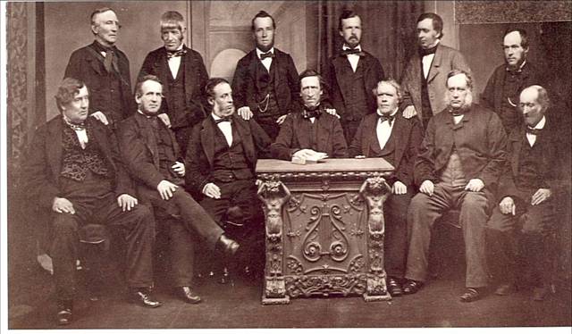 Taken c1865, 13 of the surviving members of the Rochdale Pioneers