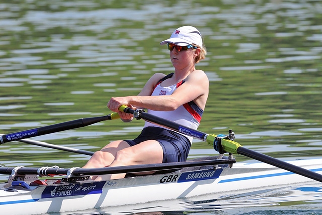 Ruth Walczak rowing for GB in the World Cup Regatta in Lucerne