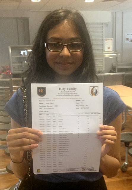 Hiraa Jamil will continue her studies at Holy Cross College after receieving outstanding results