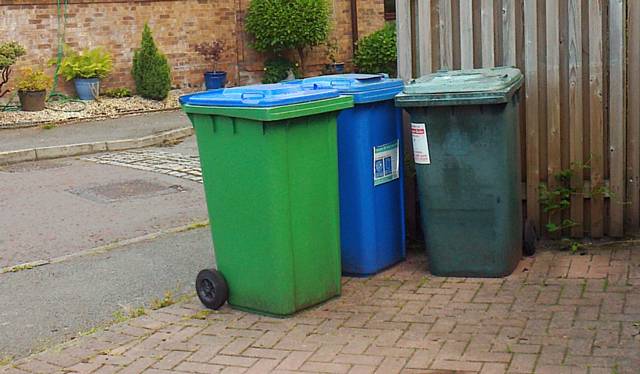 Household waste and recycling bins