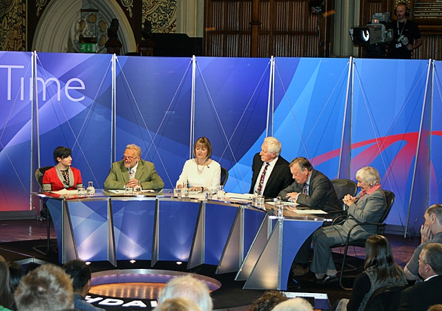 Question Time broadcasting from the Great Hall at Rochdale Town Hall
