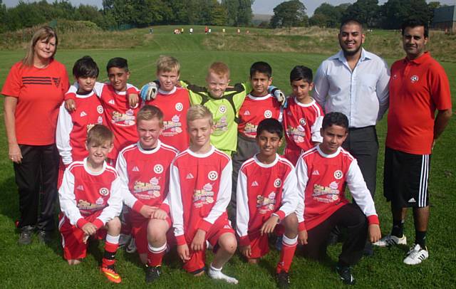 Shawclough U12s with their new kit sponsor Mohammed Nurani 