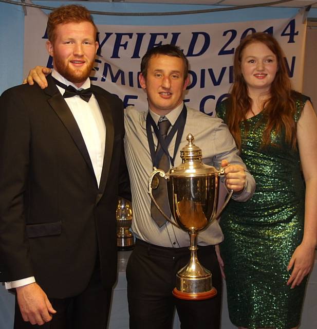 Sam Butterworth awarded The Peter Birchall 'Man of Steel' trophy presented by Ryan and Shannon, proud grandchildren of Rochdale Rugby League Legend Peter Birchall