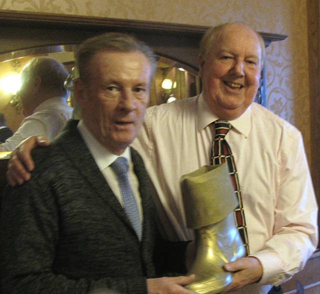 Jimmy’s latest Golden Welly award presented to Danny Tujeshyn, manger of the Royal Toby 