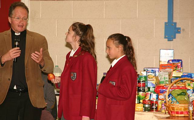 Beech House School celebrate harvest with the Vicar of Rochdale, the Reverend Mark Coleman 