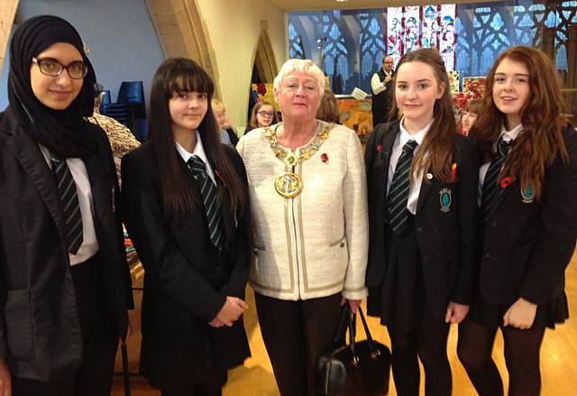 The Mayor of Rochdale with pupils form Oulder Hill at the Rochdale SACRE Celebration of Faith event at St Martin’s Church
