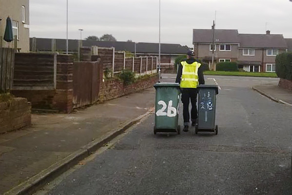 Wheelie bins being taken by the council
