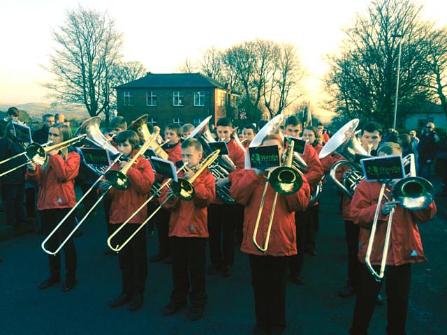 Wardle Academy Youth and Intermediate bands at the Wardle Village Remembrance Parade