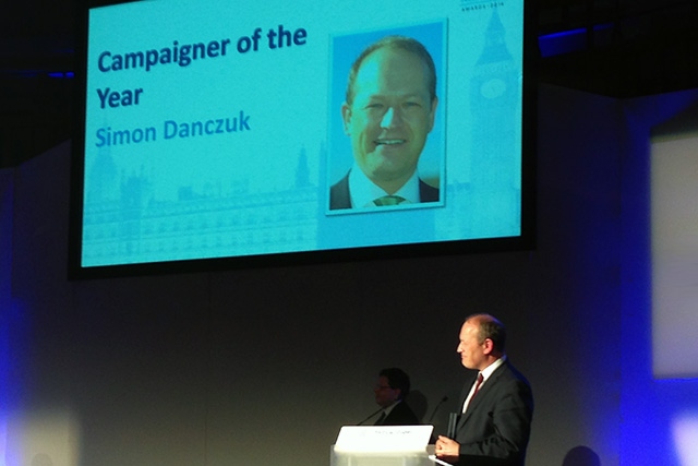 Simon Danczuk receives the 'Campaigner of the Year' award 