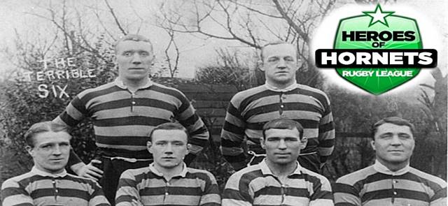 Walter 'Rattler' Roman (front right) - Rochdale Hornets c and aptain, England International and fallen war hero pictured as part of the all-conquering Hornets pack known as the 'Terrible Six'