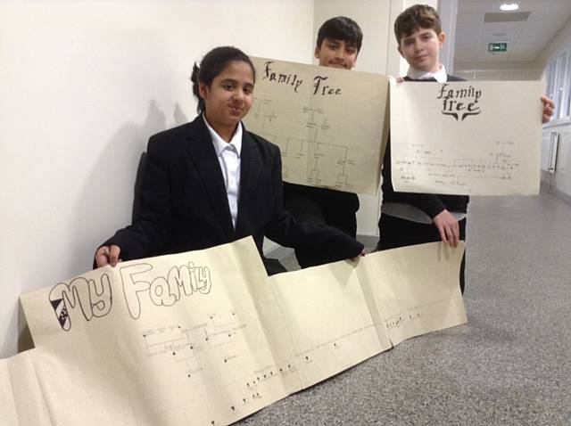 Anisa Mahmood,  Sami Khan and Jamie Mcloughlin with their Family Tree Projects