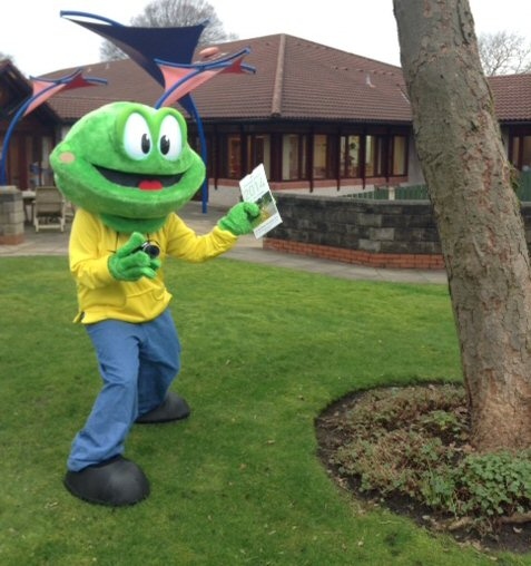 Springy at Springhill Hospice with the 2014 calendar
