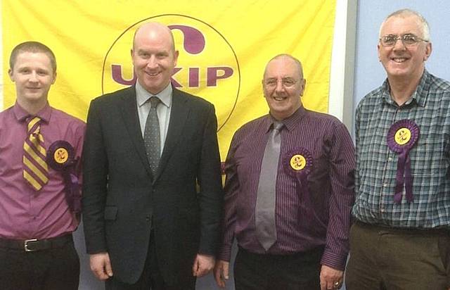 Paul Nuttall (second from left) with local party members