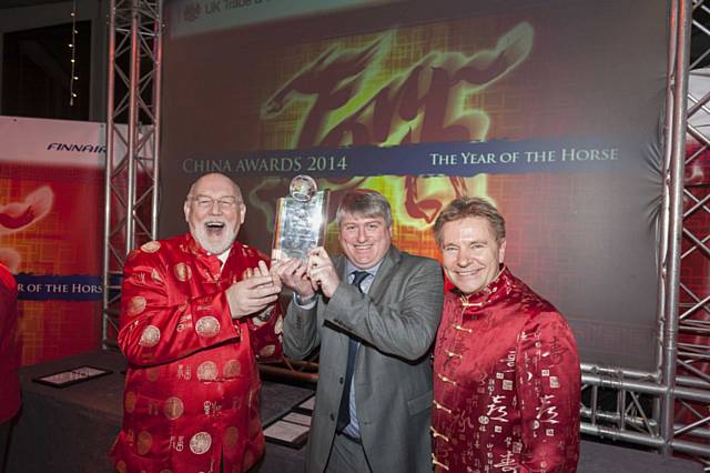 Greater China Business Award winners Precision Technologies Group (PTG Holroyd) of Rochdale, Laurence Neary, (left) and Don Whittle with their award and  Mr Clive Drinkwater (right) UKTI  North West Regional Director
