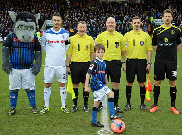 Seven-year-old Lewis Wright the Metrolink Mascot at Saturday’s FA Cup match against Sheffield Wednesday