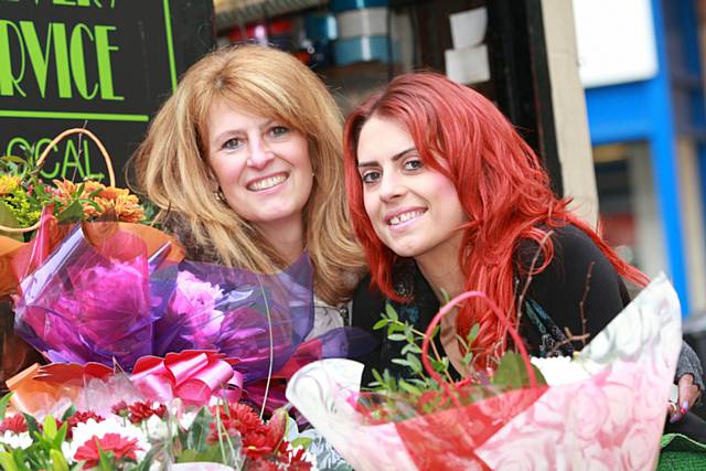 Beverley Richardson with her daughter Silkyh at her business The Flower Studio kiosk at Rochdale Exchange Shopping Centre