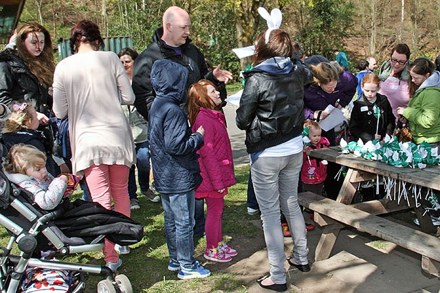 Families taking part in the Easter Egg Hunt
