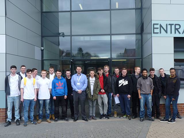 Electrical installation competitors: Warrington College students in white, Hopwood Hall College students in red and Trafford College students in black