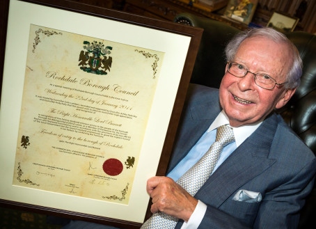 Former Heywood and Royton MP the Right Honourable Lord Joel Barnett awarded Freedom of the Borough of Rochdale