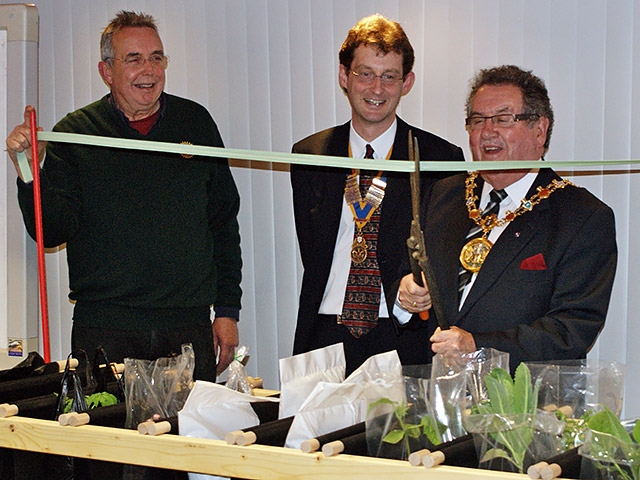 Mayor Peter Rush launches the Rotary Club of Rochdale's Urban Farm Cassette Planters