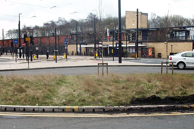 The area of grass opposite the train station