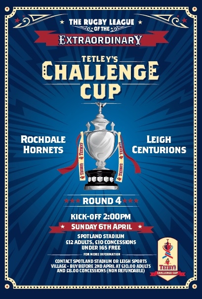 Rochdale Hornets take on Leigh Centurions in a Challenge Cup fourth round fixture
