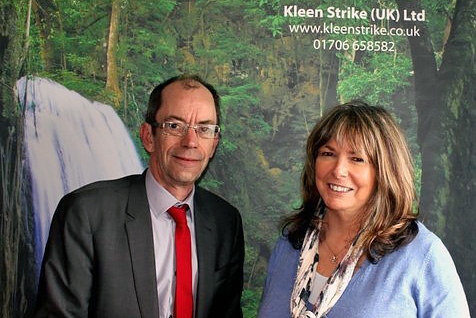Kleen Strike Director Laura Heywood with Councillor Colin Lambert