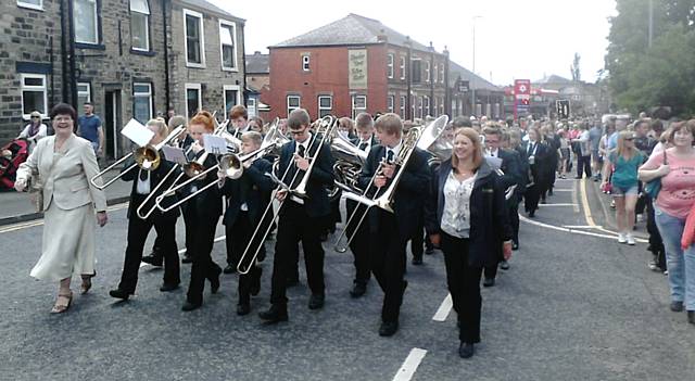 Wardle Academy Intermediate and Junior Bands with Littleborough churches for their annual Pentecost Walk of Witness