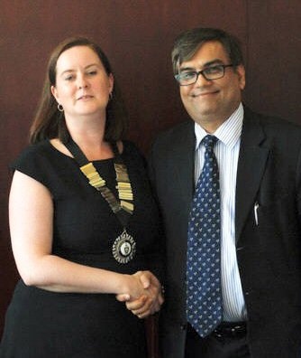 New President Pamela Walsh, Partner and Head of the Family Department, Hartley Thomas & Wright with her predecessor Mr Amjad Malik