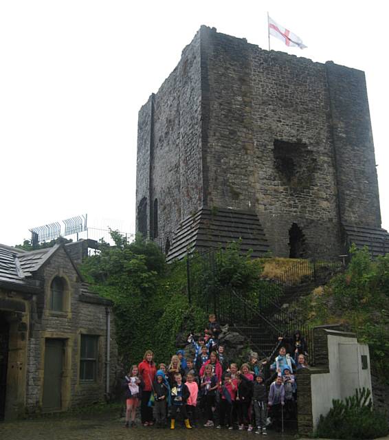 Pupils from St John with St Michael CE Primary outside Clitheroe Castle