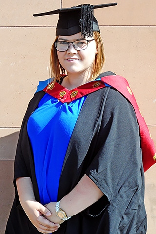 Amy Westlake at her Masters graduation